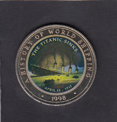 Beschrijving: 25 Shillings SHIP TITANIC SINKS Coloured
